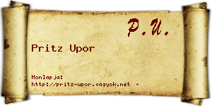 Pritz Upor névjegykártya